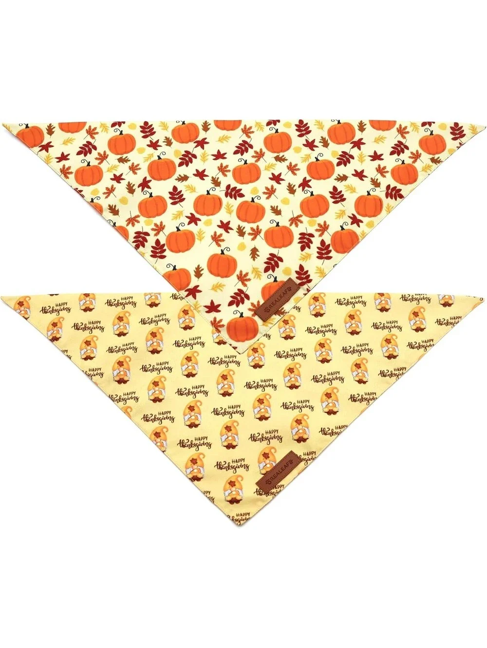 Realeaf Happy Thanksgiving Dog Bandanas 2 Pk Pumpkins Gnomes Holiday Scarf Large